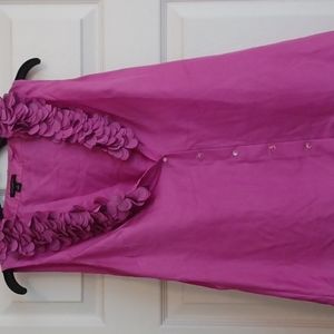 Ann Taylor pink size small silk sleeveless button down petal neck darted top